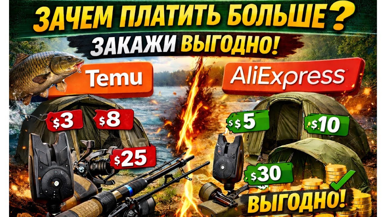 ЗАЧЕМ ПЛАТИТЬ БОЛЬШЕ? 🤫 ОБЗОР товаров для ловли Карпа с Temu и AliExspress за копейки!