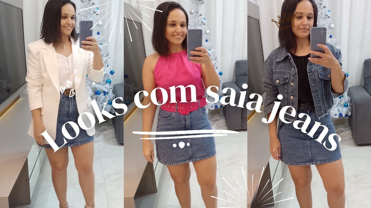 Looks Com Saia Jeans SHEIN, Como Combinar Com Saia Jeans