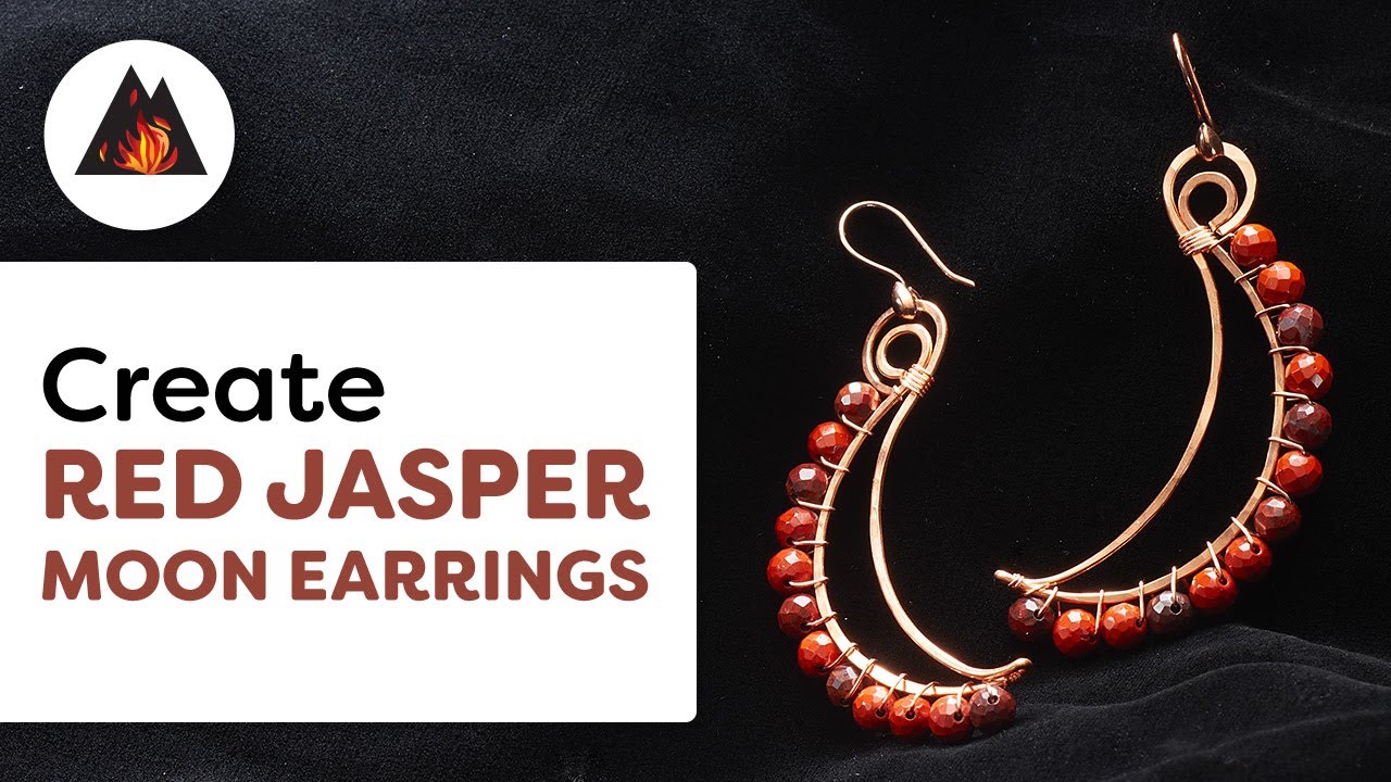 Gemstone Earrings| Learn How to Wirewrap Red Jasper Moon Earrings