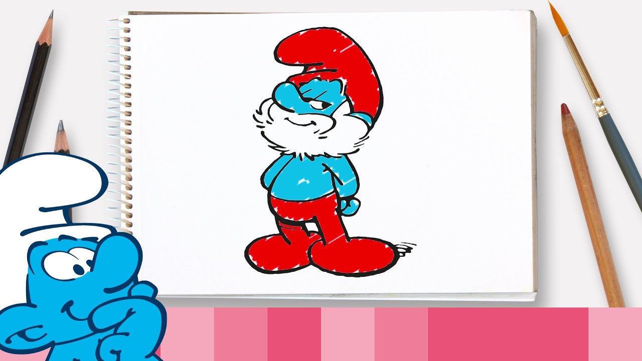 S&aring; h&auml;r ritar du Gammelsmurfen &bull; Smurfarna