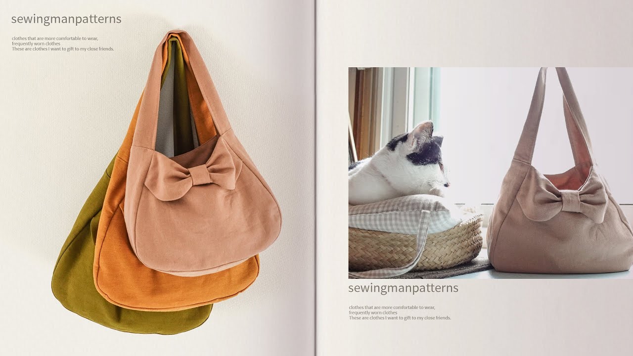 bag026 귀여운 리본 호보백 소잉 패턴 / Ribbon Hobo Bag sewing Pattern | Shoulder Bag sewing pattern