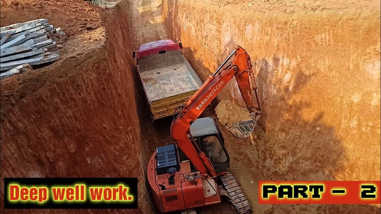 deep well work in hitachi and tippar.part-2  ಹಿಟಾಚಿ ಮತ್ತು ಟಿಪ್ಪರ್‌ನಲ್ಲಿ