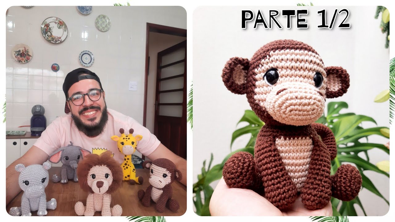 Safari Amigurumi Passo a Passo MACACO (Parte 1/2) Coleção Safari do Ti #tiagoamigurumi