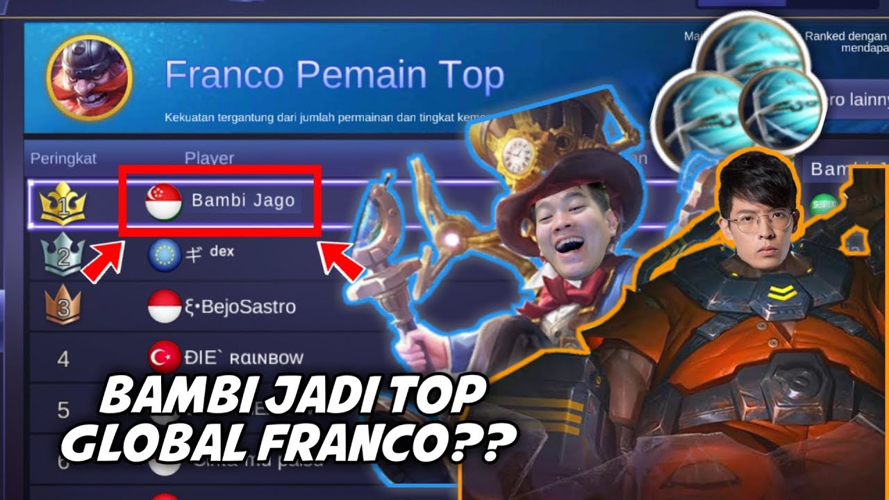 BAMBI DAREAL TOP GLOBAL FRANCO??!! PEMAIN SINGAPORE TERKAMPRET!!