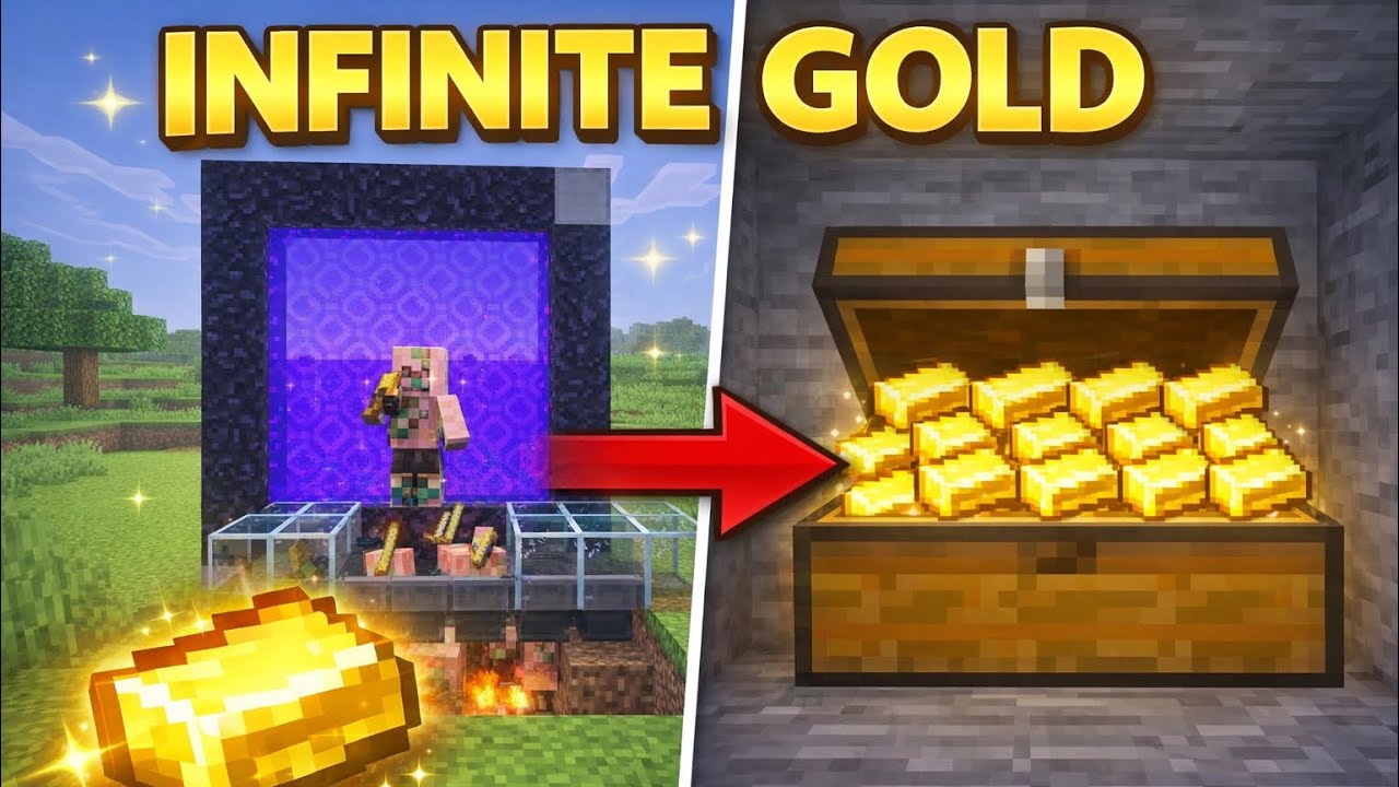 Minecraft Infinite Gold Farm Tutorial (Easy) #minecraft #goldfarm #minecrafttutorial 
