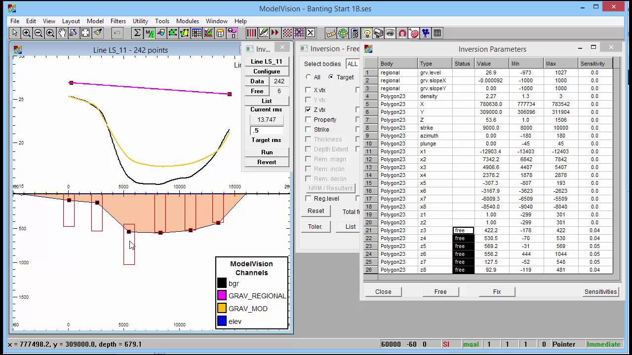 ModelVision constrained gravity inversion of a sedimentary basin
