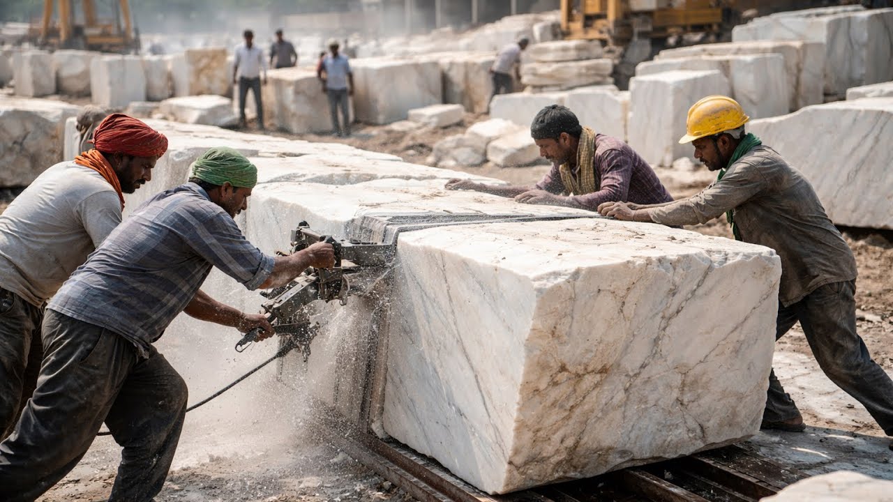 Amazing Marble Cutting Process | Giant Stone Cutting Factory Work|| Restoration process 