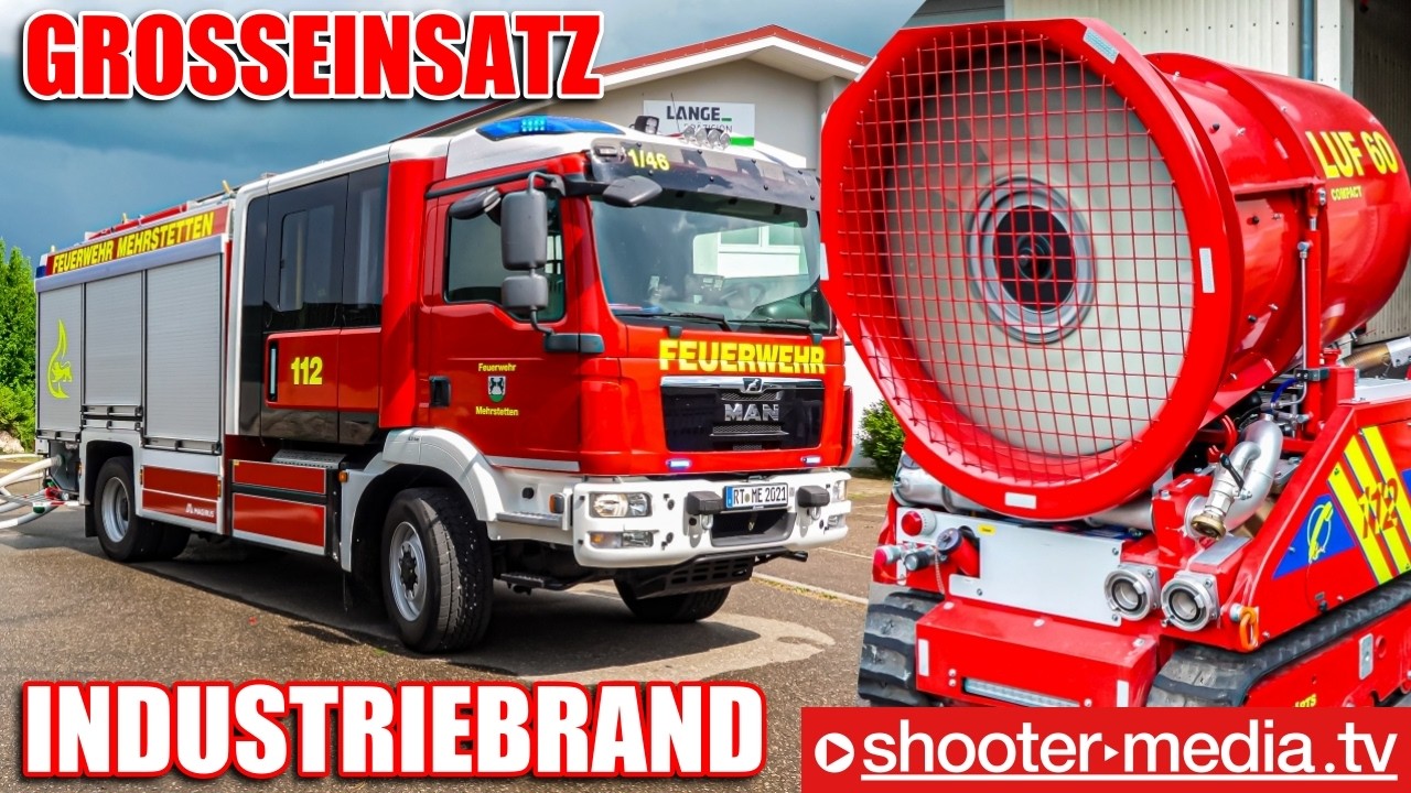 🔥  GROSSEINSATZ BEI INDUSTRIEBRAND  🔥 | 🚒  Großlüfter und LUF im Einsatz  🚒