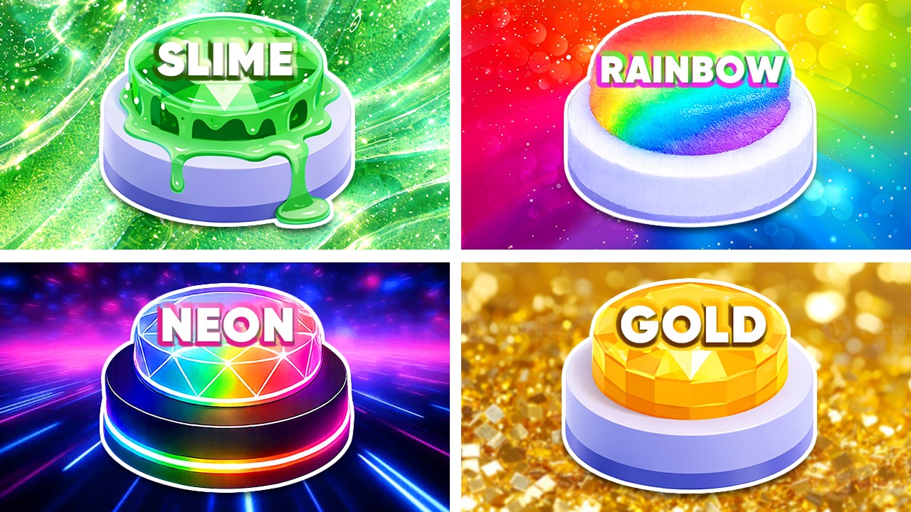 Choose One Button! Slime, Neon, Rainbow or Gold 💚🌟🌈🥇 Quiz Kingdom