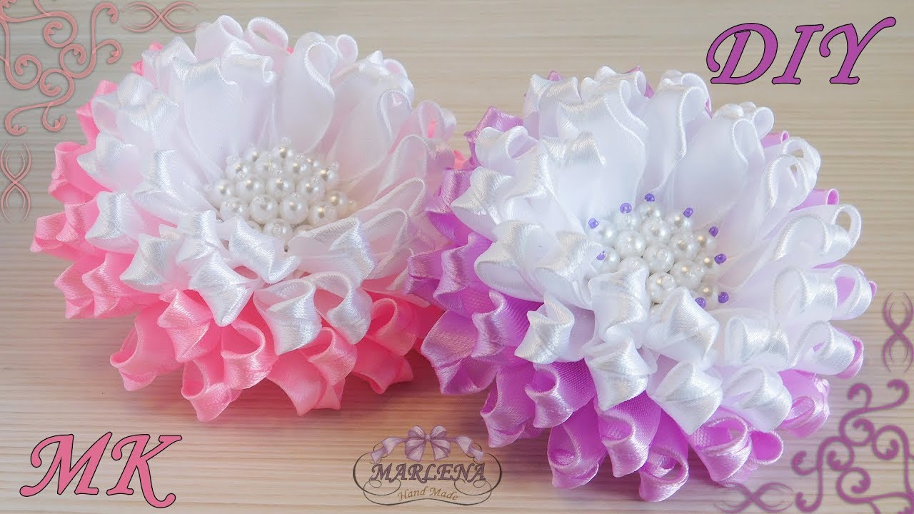 🌺 Цветы канзаши из узкой ленты. МК/DIY 👐