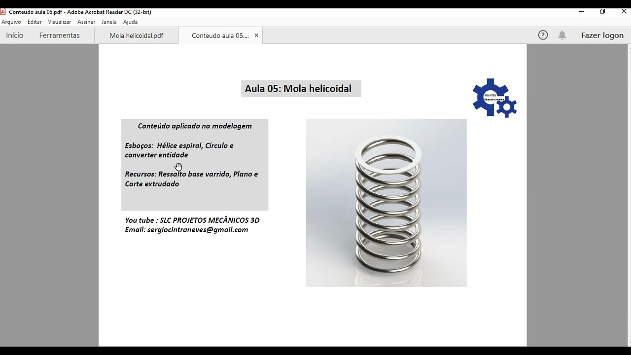 Aula 5 Comandos Básicos Solidworks - Mola Helicoidal