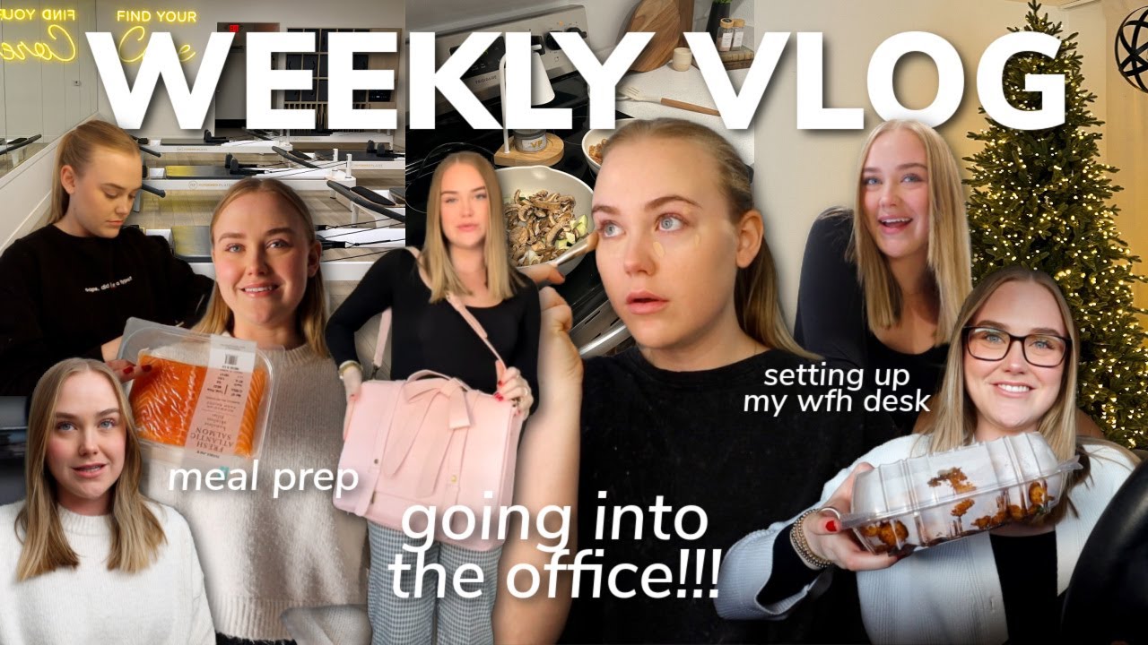 WORK WEEK IN MY LIFE 9-5: going to the office for the first time, meal prep, wfh desk set up