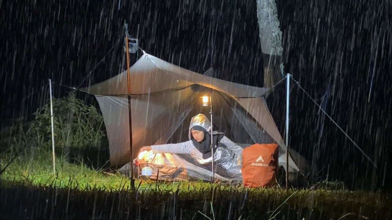 CAMPING IN HEAVY RAIN‼️ LONG HEAVY RAIN CAMPING AND THUNDERSTORM‼️