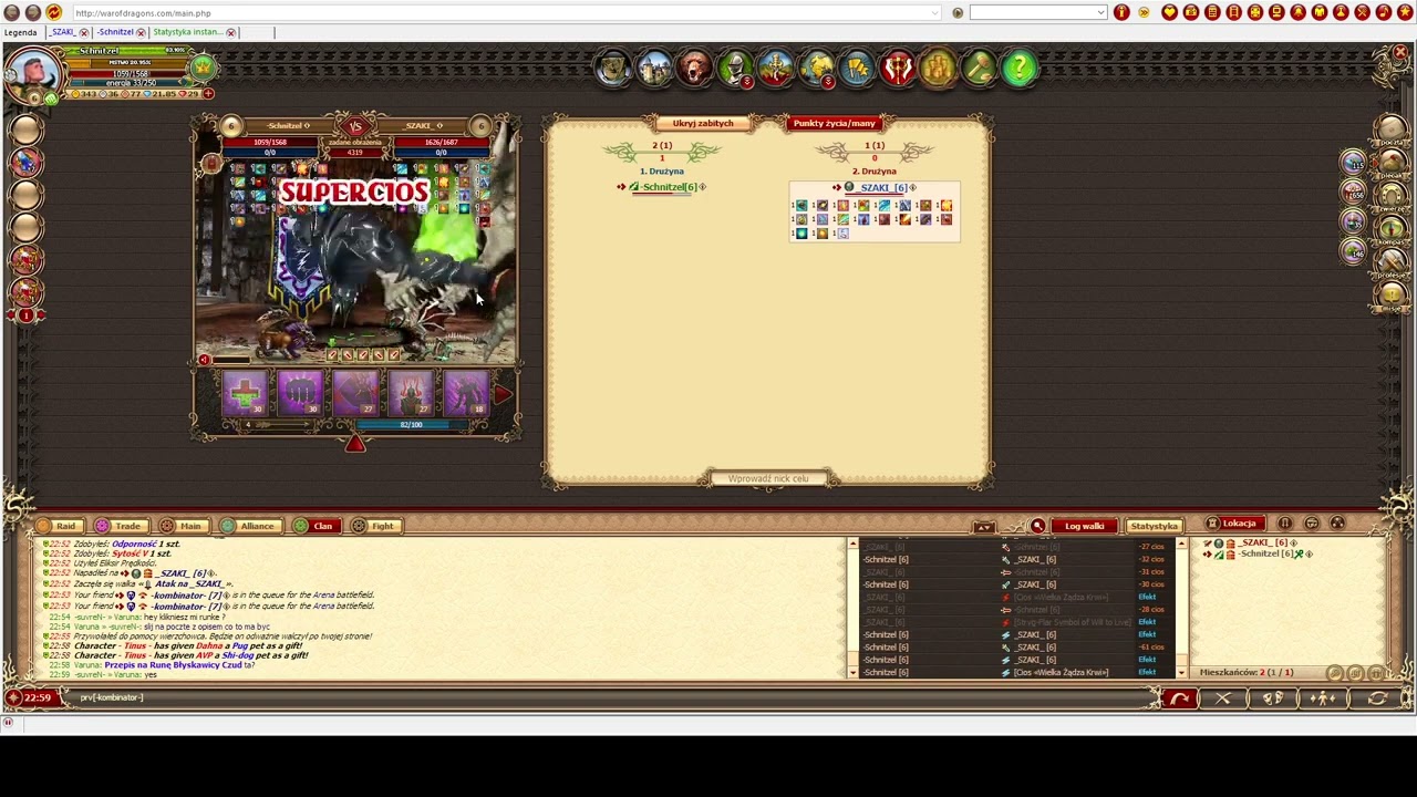 pejos vs szaki arena 6lvl warofdragons (+magland)