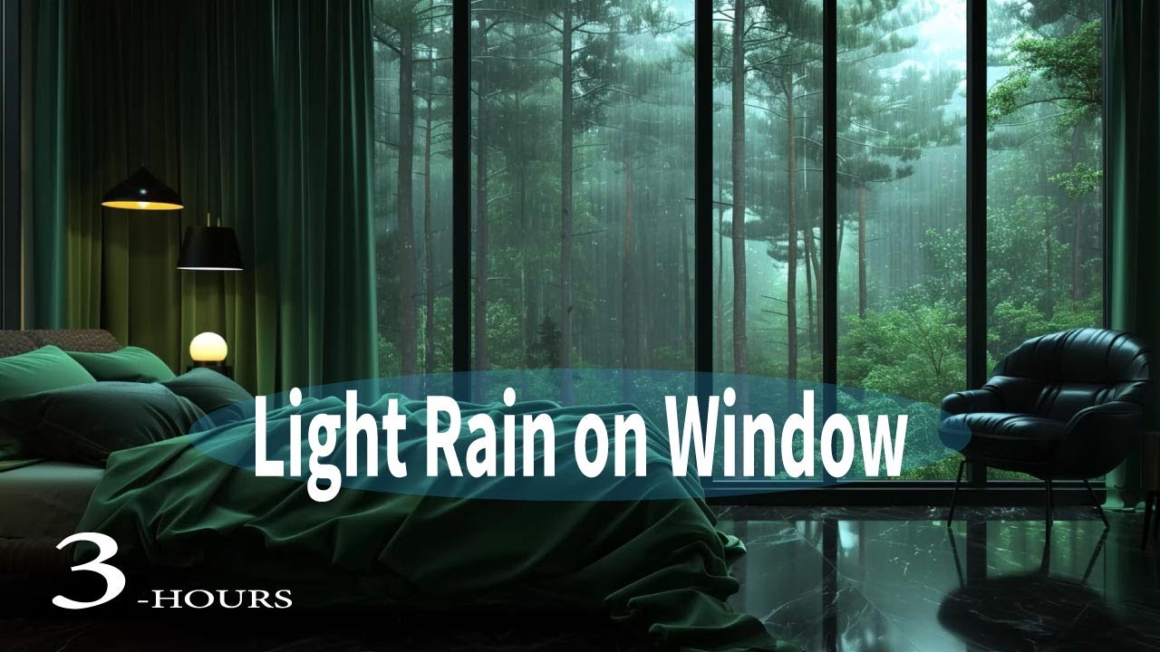 3 Hours Light Rain on Window Soothing Sleep Ambience