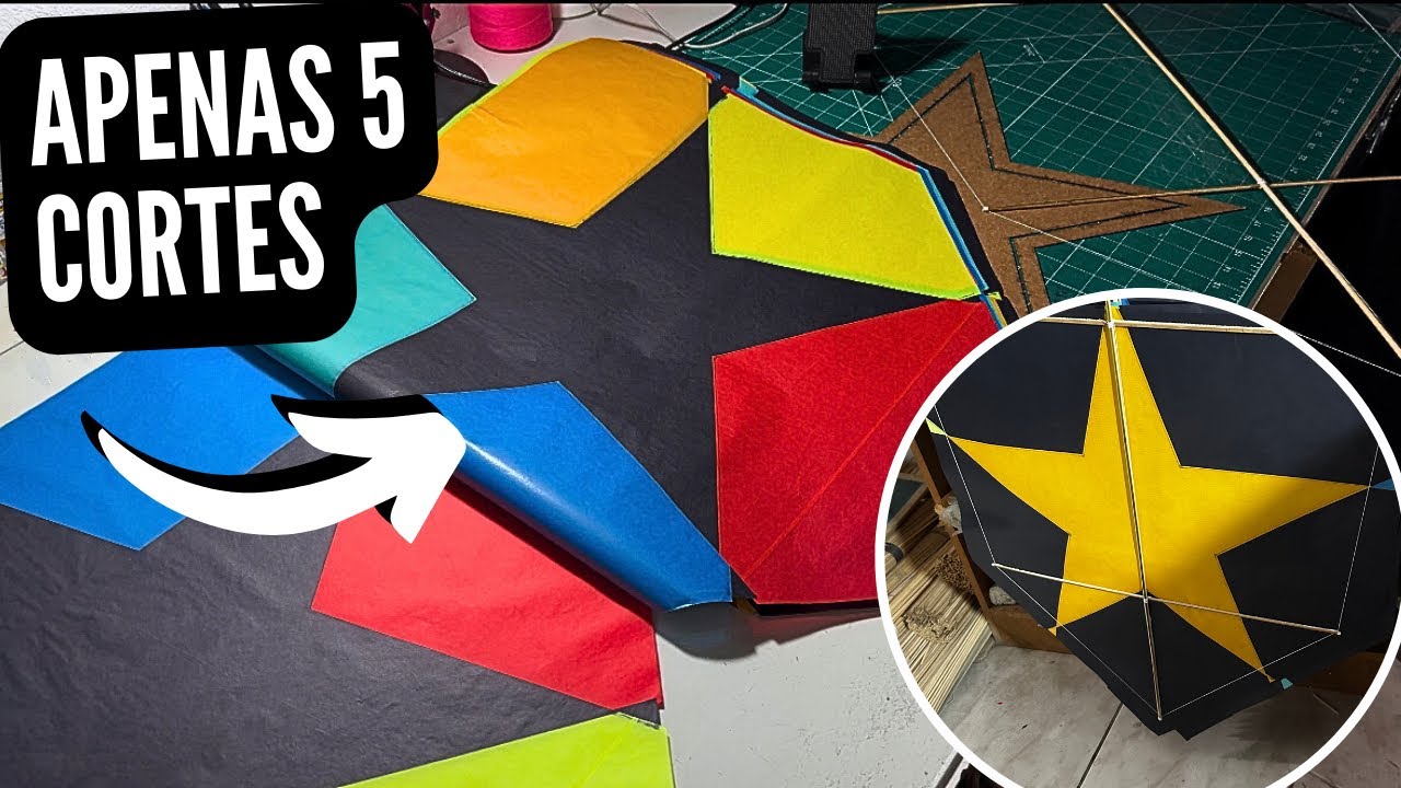 TUTORIAL CORTE E RECORTE ESTRELA COM 5 CORES -COMO FAZER CORTE E RECORTE -