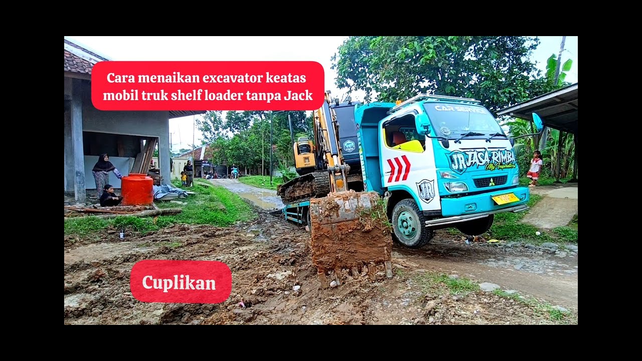 Cara menaikan excavator ke atas tronton | cara menaikan excavator ke atas mobil truk
