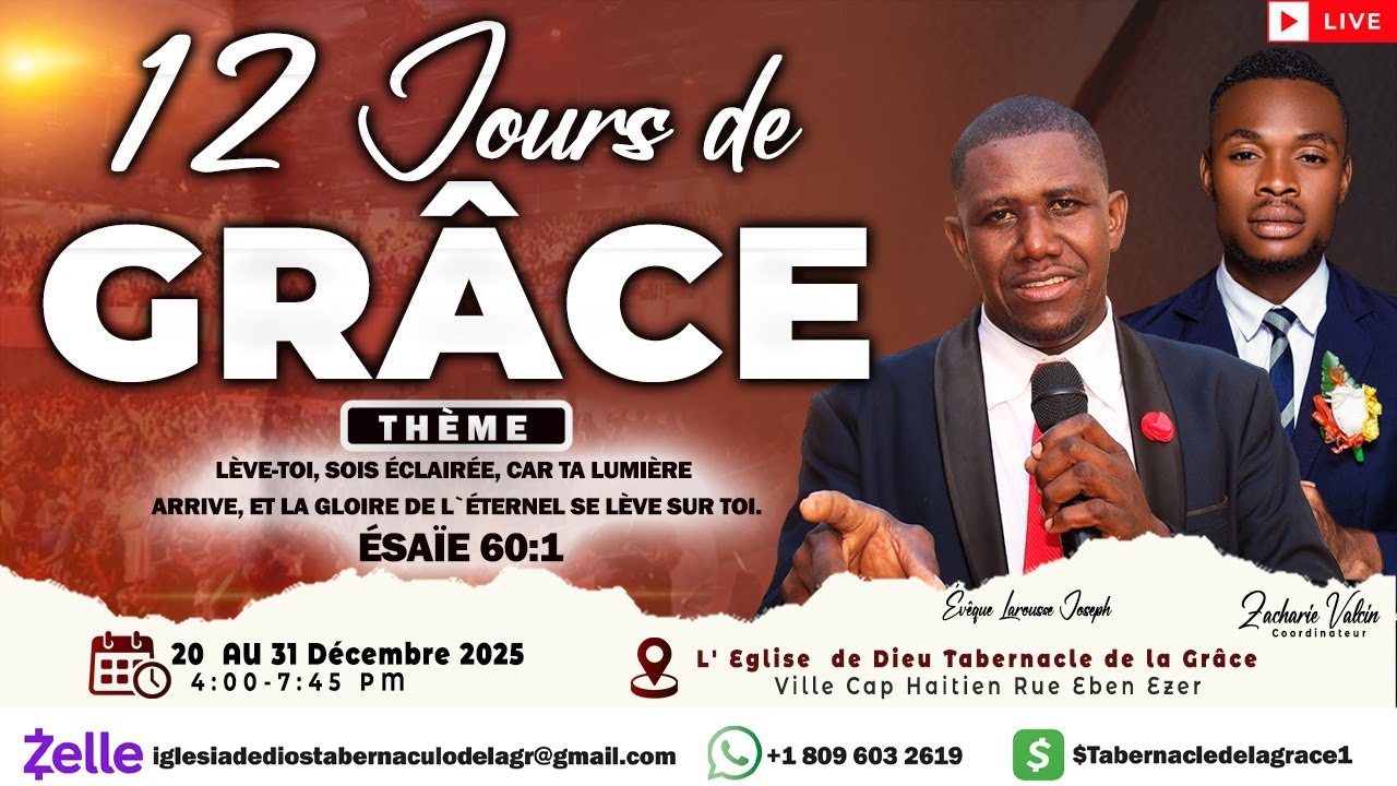 7eme soiree 12 soiree de Gracen Eglise de Dieu Tabernacle de la Grace ville Au Cap-Haitien