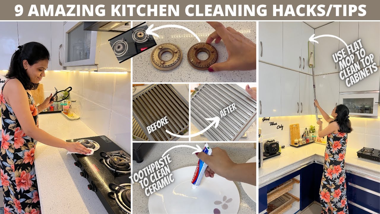 9 AMAZING & NEW Kitchen Cleaning Tips and Hacks (IN HINDI) | Orgnizopedia