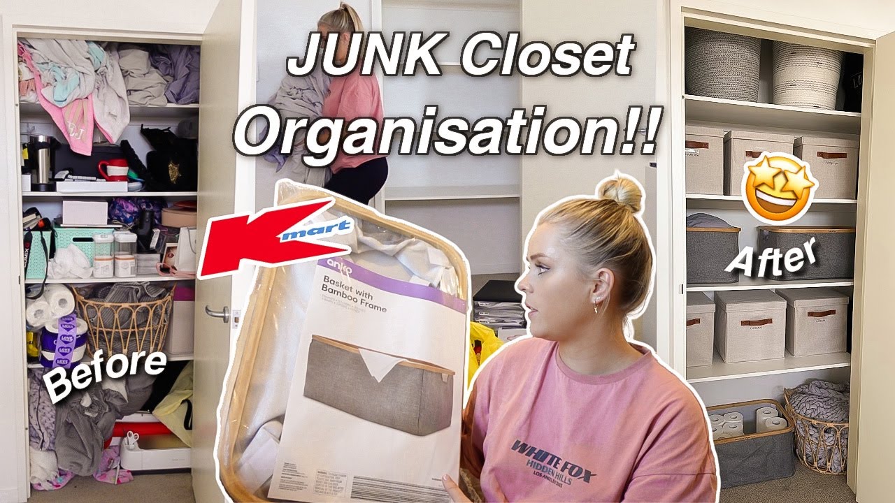 Organising My Junk Closet | KMART Storage Haul + HUGE Transformation!