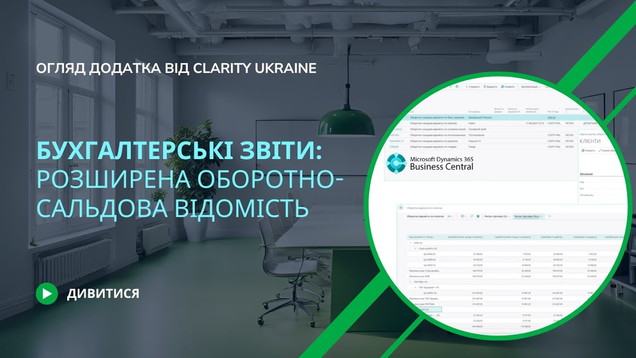 Розширена оборотно-сальдова відомість у Business Central від Clarity Ukraine