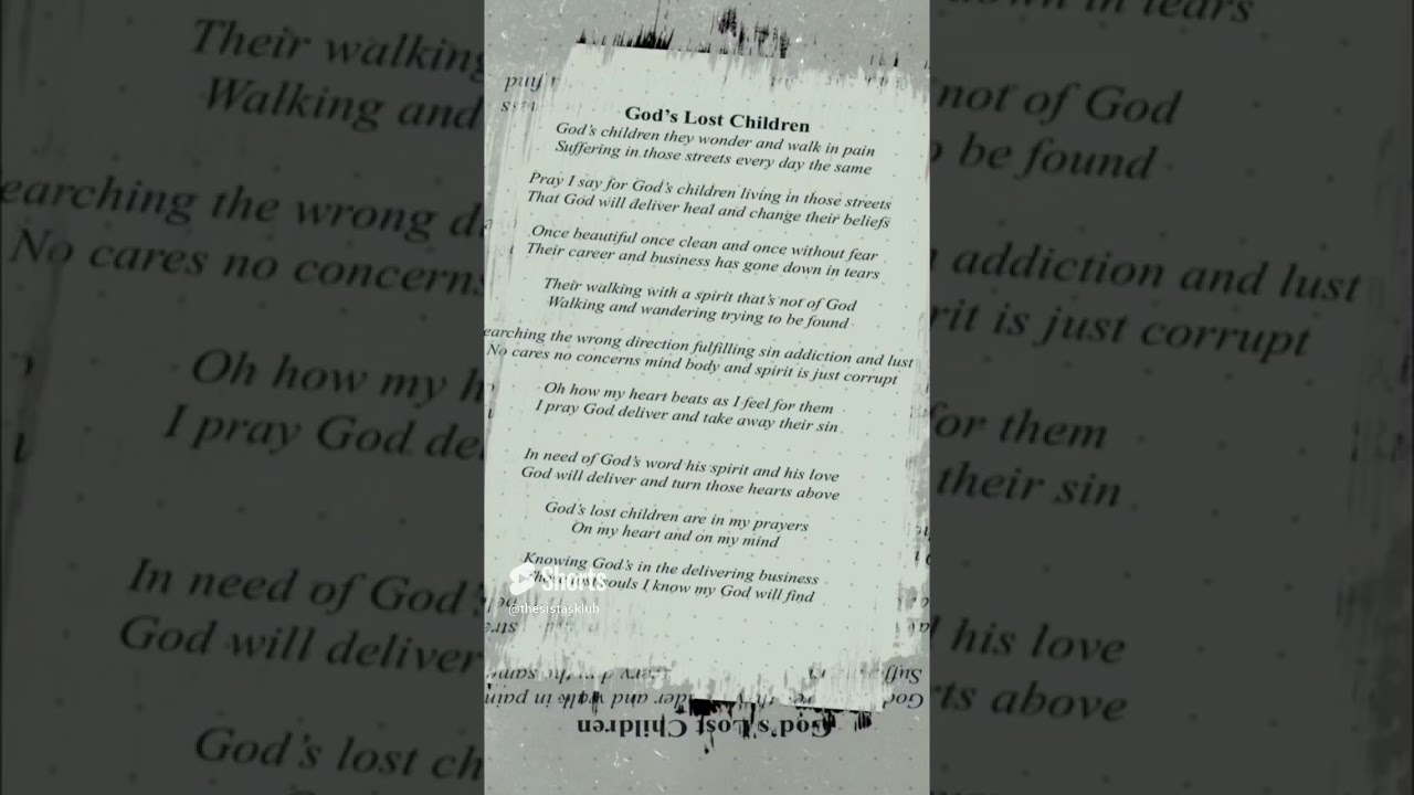 Poem: God’s Lost Children 