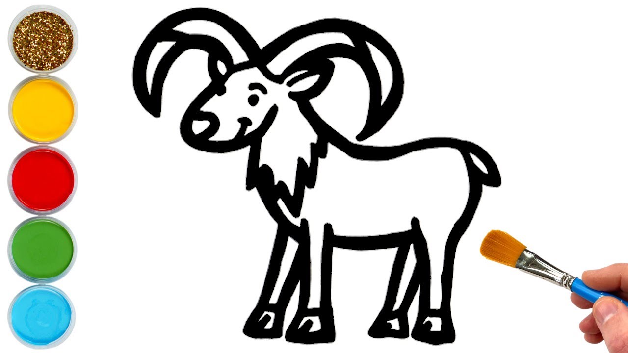 How to Draw a Goat | Animals Drawings, Painting and Coloring for Kids and Toddlers