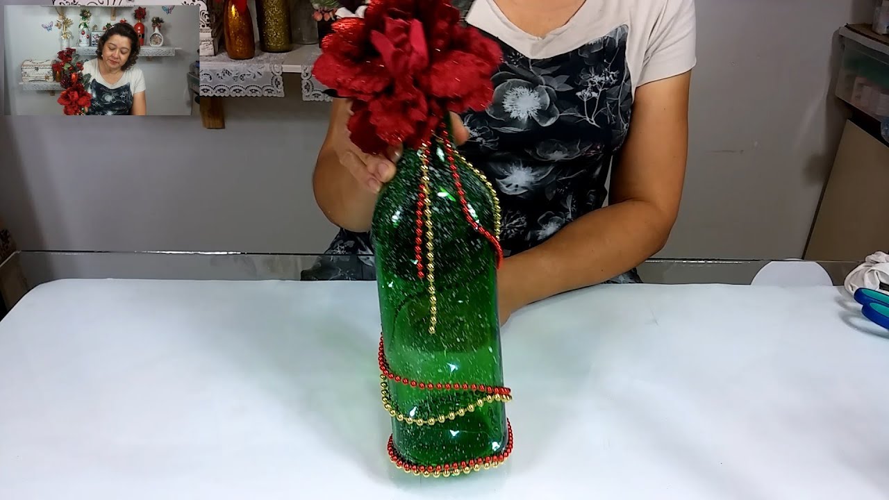 INUSITADA - Garrafa Decorada com Iluminação - Artesanato