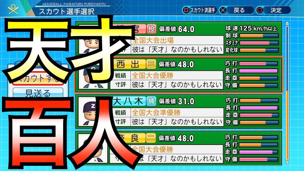 【栄冠ナイン】新入生スカウトで天才100人入学させてみた！天才出現確率、天才入学確率も公開！【eBASEBALLパワフルプロ野球2020】