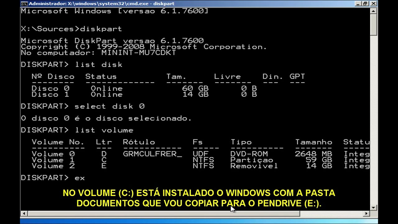 USAR O PROMPT DE COMANDO PARA COPIAR ARQUIVOS DO PC NO PENDRIVE