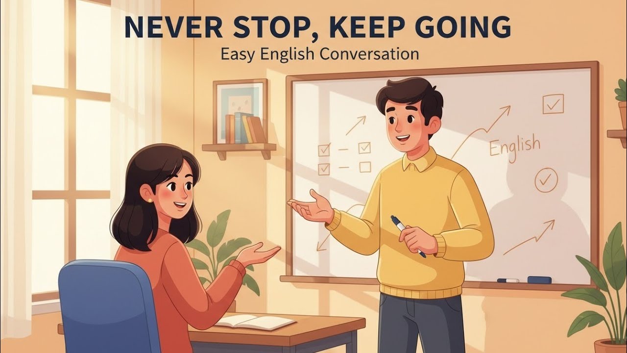 How to Stay Motivated in English | Never Stop, Keep | Easy English conversation