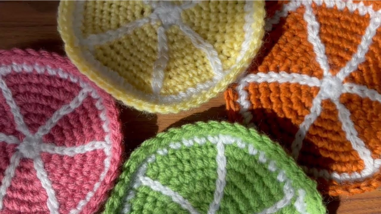 crochet citrus fruit coasters | BEGINNER friendly tutorial | stitchesbydeebo