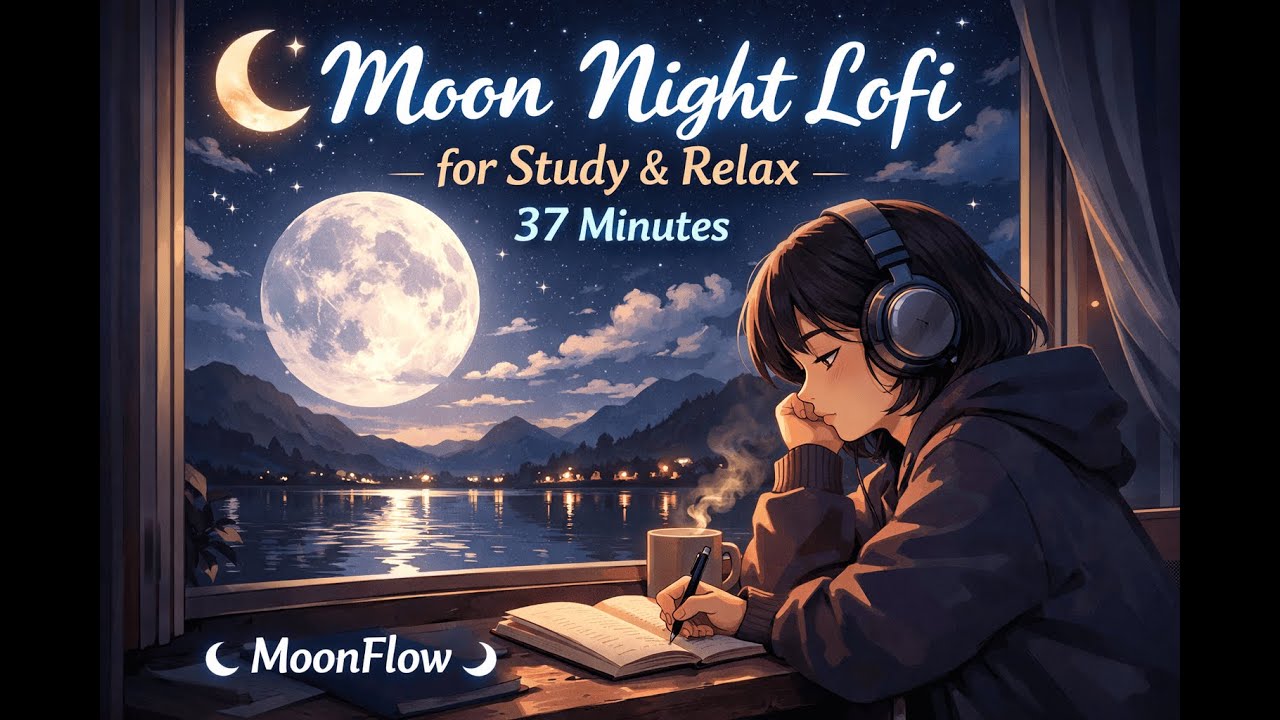 🌙 Moon Night Lofi for Study & Relax | 37 Minutes | MoonFlow