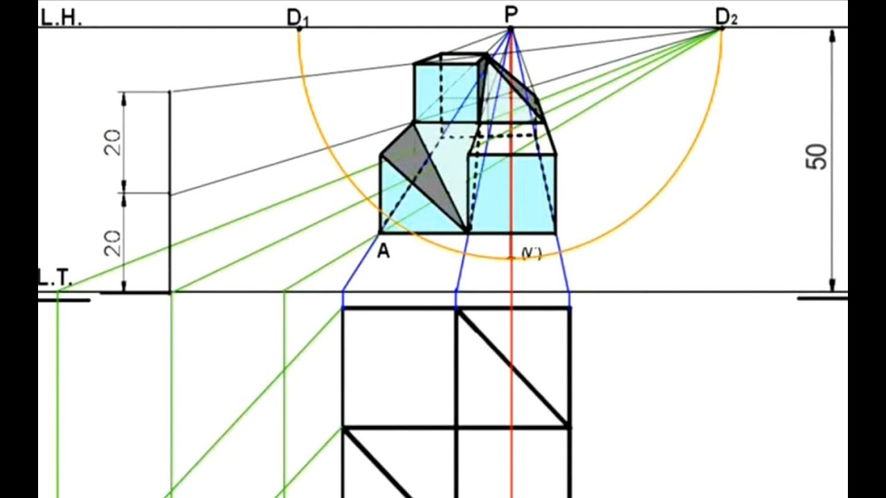 Dibujo en perspectiva cónica Frontal - (un Foco)