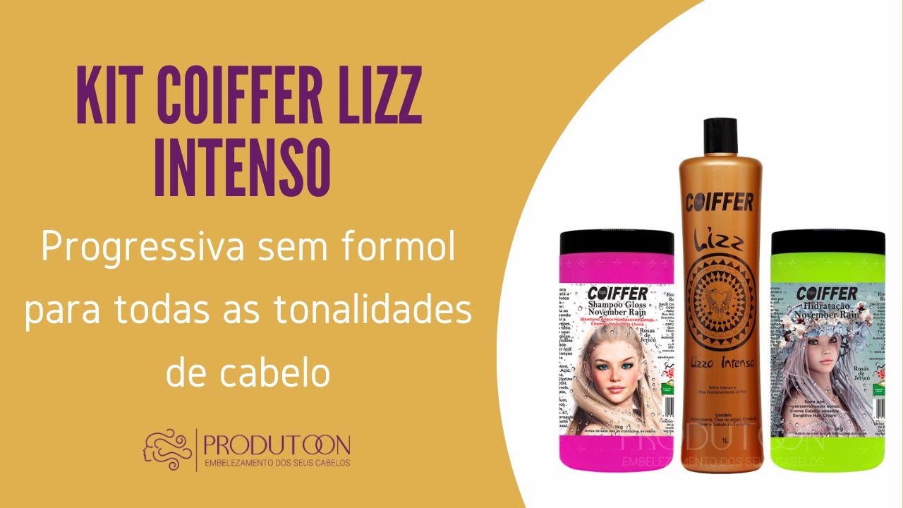 Kit Coiffer Lizz Intenso Progressiva sem formol para todos os tons de cabelo