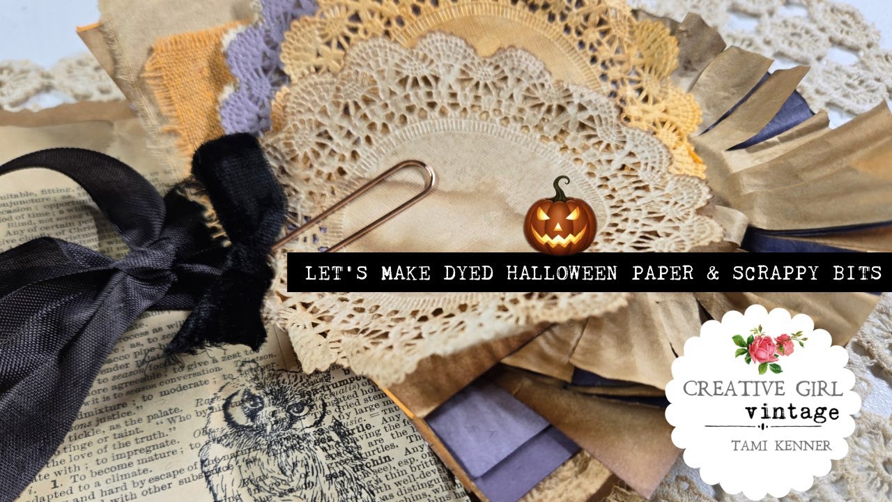 Coffee dye Grungy CRISPY scary HALLOWEEN paper scrappy bits for journals tags, cards & crafts