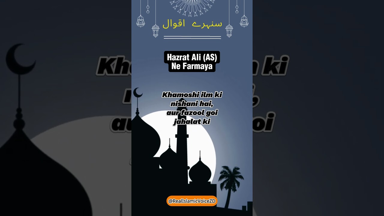 Quotes of the Day | Aqwal e Hazrat Ali (RA) | Roman Urdu | Real Islamic Voice ZD