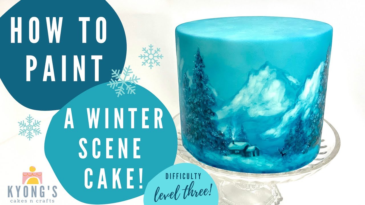 Painted Christmas Cake Tutorial/How to Paint a White Christmas Cake