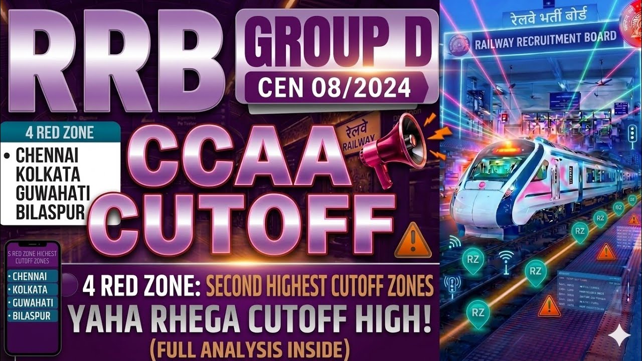 RRB Group D CCAA Cutoff 2024 | 4 Red Zones: Yaha Rahega Cutoff High! 🔴 | CEN 08/2024 Full Analysis