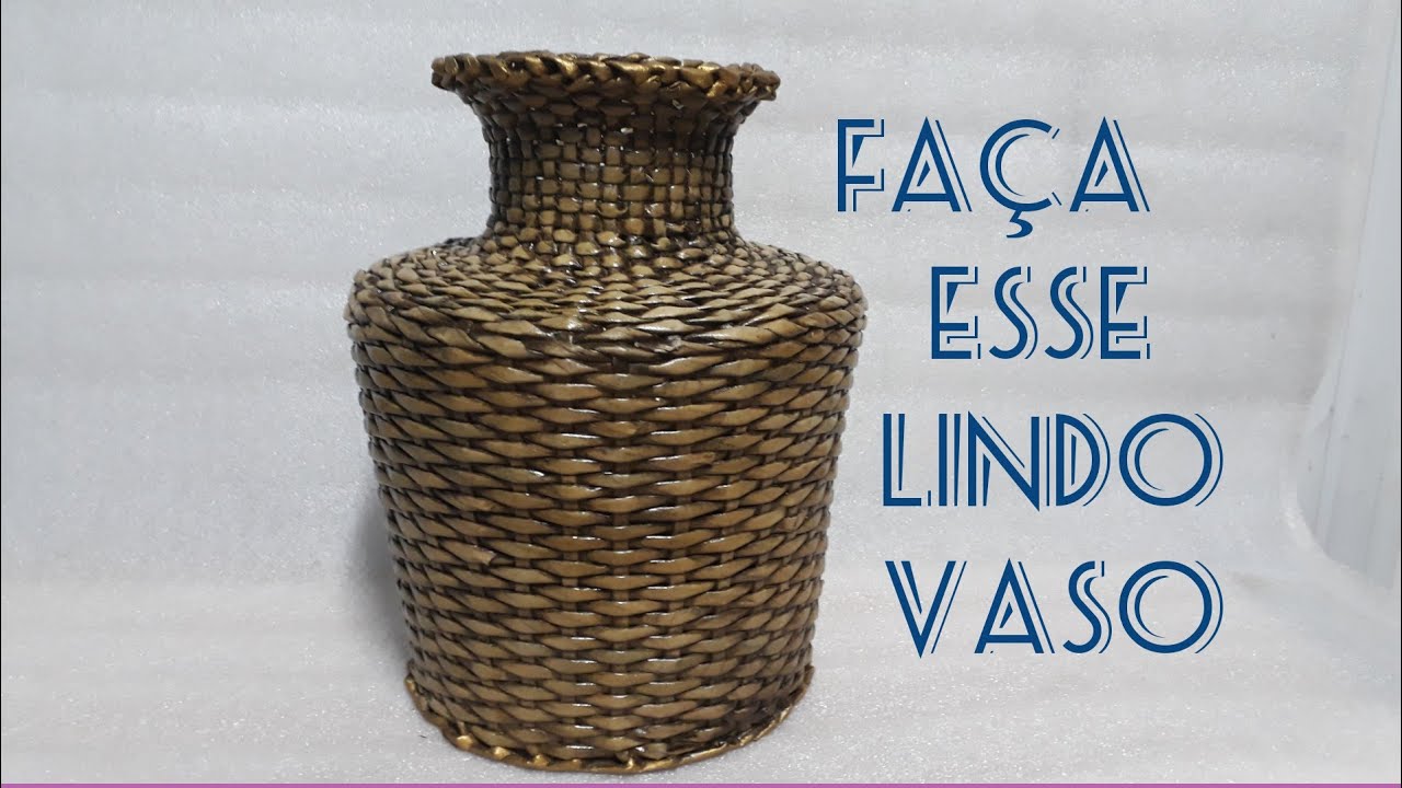 vaso feito com canudos de jornal- Vaso- florero