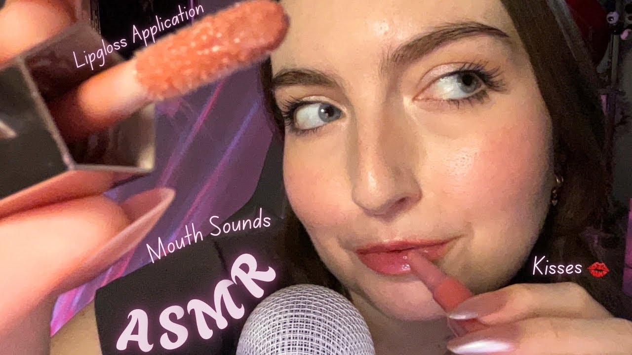 ASMR | lipgloss application, kisses + LOTS of mouth sounds and close whispers👄✨