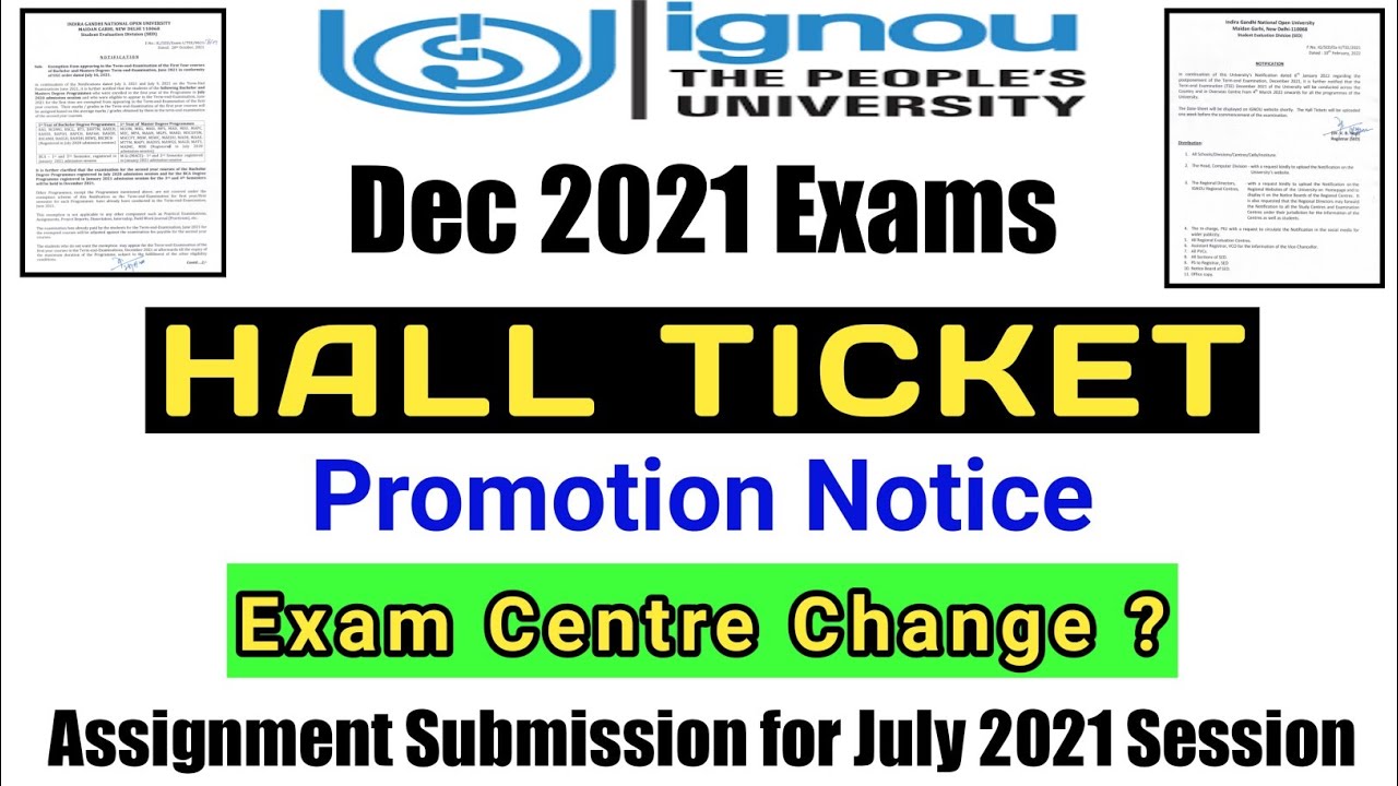 IGNOU Hall Ticket for December 2021 Exams & Promotion Notice Complete information By TIPS GURU