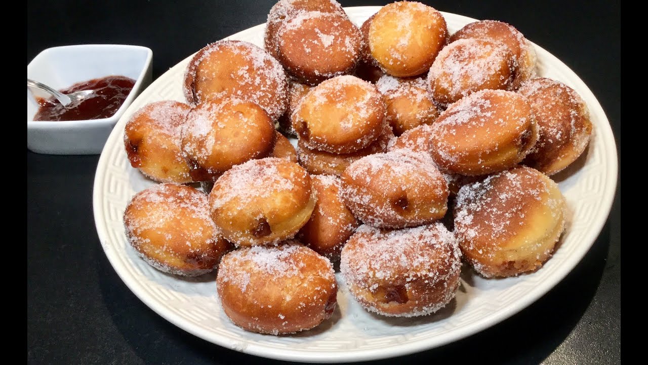 RECETTE POUR LE GOÛTER DE BEIGNETS FACILES À FAIRE LES MINI BEIGNETS À LA CONFITURE DE FRAISE
