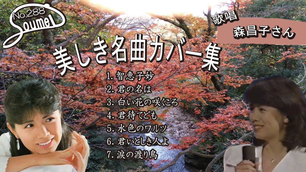 #288 #森昌子 #智恵子抄 #君の名は #白い花の咲く頃 #君待てども#水色のワルツ#君いとしき人よ #涙の渡り鳥　#歌詞付き