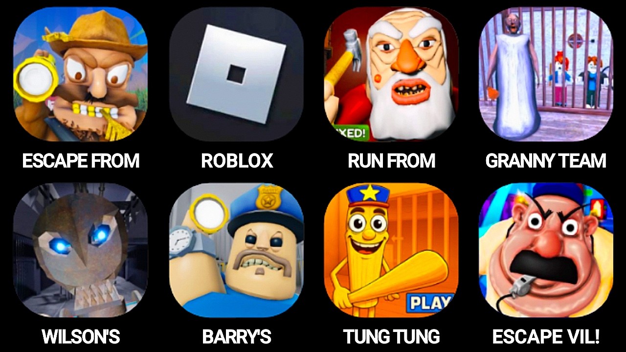 Roblox: Run From Grandpa, Tung tung Prison Run, Wilson's Prison(scary), Escape From Uncle Billy's,..
