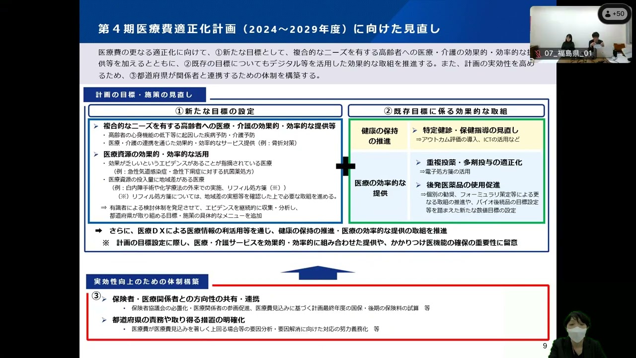 ①医療費適正化等に関する取組