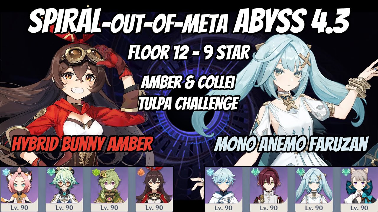Spiral Abyss 4.3 - Amber Collei vs Tulpa - 9 star Run - Genshin Impact