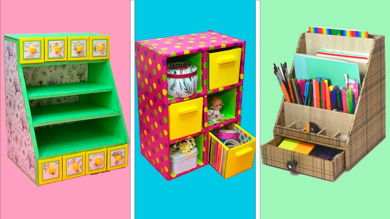6 Simple cardboard storage organizers // Cardboard сraft ideas