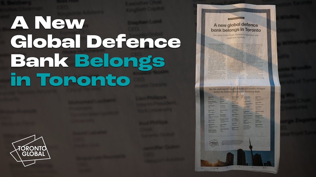 A New Global Defence Bank Belongs in Toronto