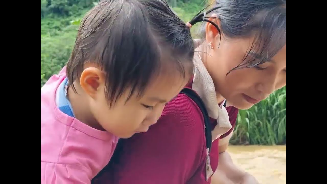 Catching Stream Fish After Flood Rain | Village Fishing & Cooking Small Fish Curry for Children